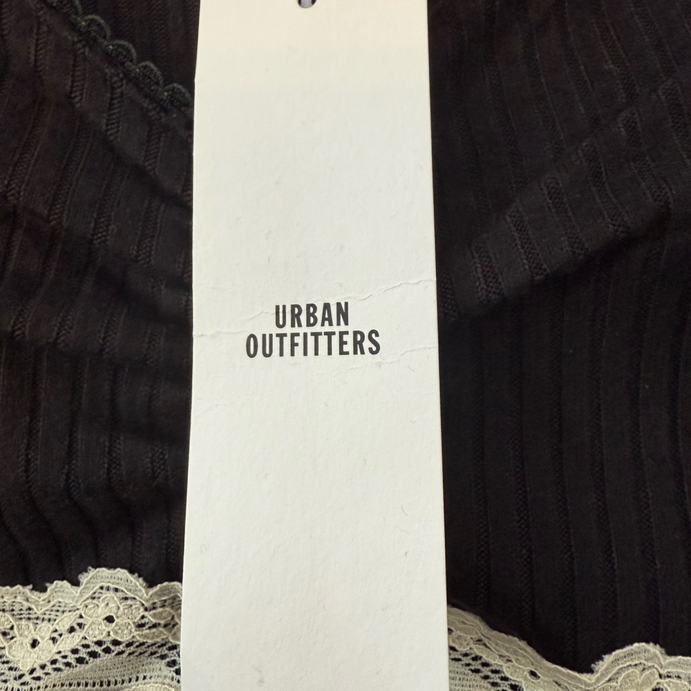 Urban Outfitters Kimchi Blue Black Crop Top with White Lace Detail - Size Small - Picture 6 of 8